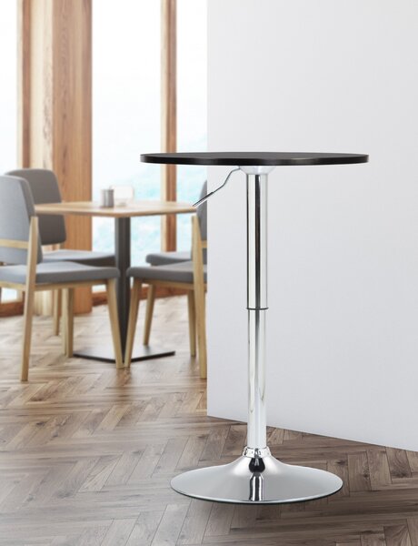 Barový stôl Lamoni - v85-106 cm x Ø60 cm - Čierna