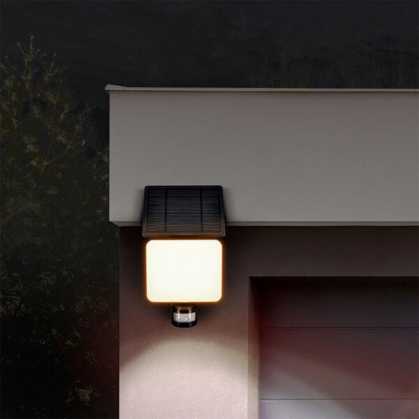 SOLIGHT LED solárne osvetlenie so senzorom 11W, 1200lm, 3 CCT, Li-Ion, čierna