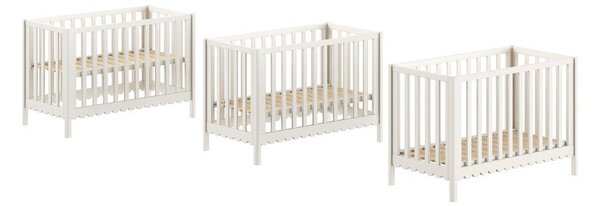 Béžová postieľka z borovicového dreva s nastaviteľnou výškou 60x120 cm Swingo – Vipack