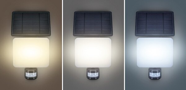 SOLIGHT LED solárne osvetlenie so senzorom 11W, 1200lm, 3 CCT, Li-Ion, čierna