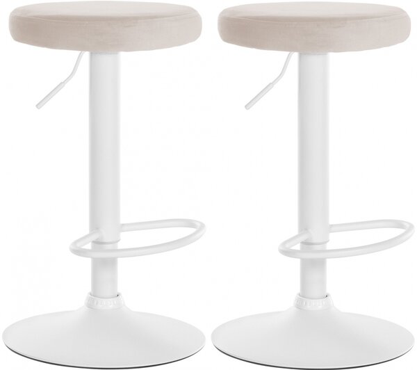 2x Barová stolička Ponte - zamat, biely rám Krémová