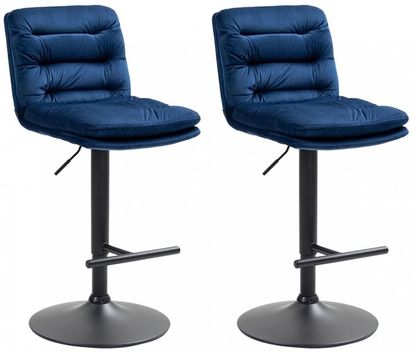 2x Barová stolička Damar - zamat, čierny rám - blue