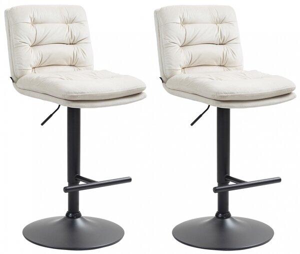 2x Barová stolička Damar - zamat, čierny rám - cream