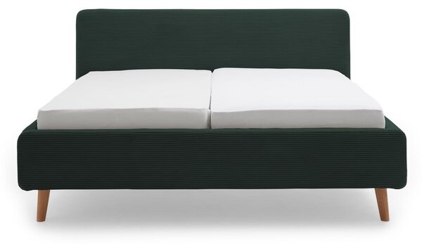 Tmavozelená čalúnená dvojlôžková posteľ bez roštu 180x200 cm Mattis Cord – Meise Möbel