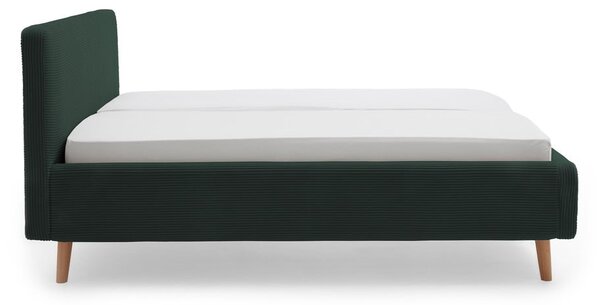Tmavozelená čalúnená dvojlôžková posteľ bez roštu 180x200 cm Mattis Cord – Meise Möbel