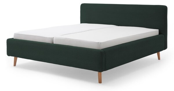 Tmavozelená čalúnená dvojlôžková posteľ bez roštu 180x200 cm Mattis Cord – Meise Möbel