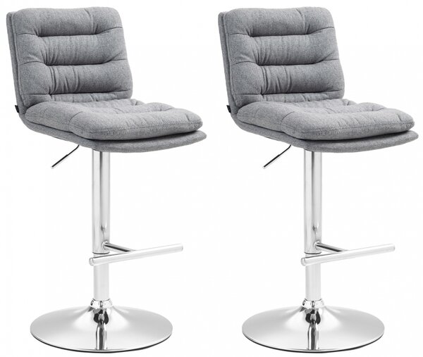 2x Barová stolička Damar - látka, chróm rám - sivá