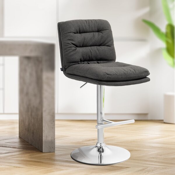 2x Barová stolička Damar - látka, chróm rám - tmavo šedá