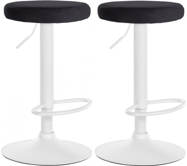 2x Barová stolička Ponte - zamat, biely rám Čierna