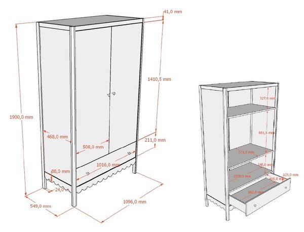 Béžová detská šatníková skriňa 110x190x55 cm Swingo – Vipack