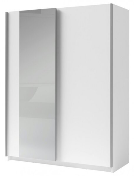 Šatníková skriňa so zrkadlom SPLIT biela, šírka 150 cm