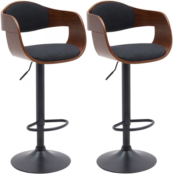 2x Barová stolička Kingston B - látka, čierny rám - orech/čierna