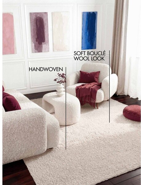 Slonovinový ručne tkaný koberec z materiálu buklé 160x230 cm Notting Hill Portobello – Ted Baker