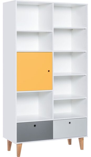 Knižnica so žltými dvierkami z dubového dreva Vox Concept, 105 x 201,5 cm