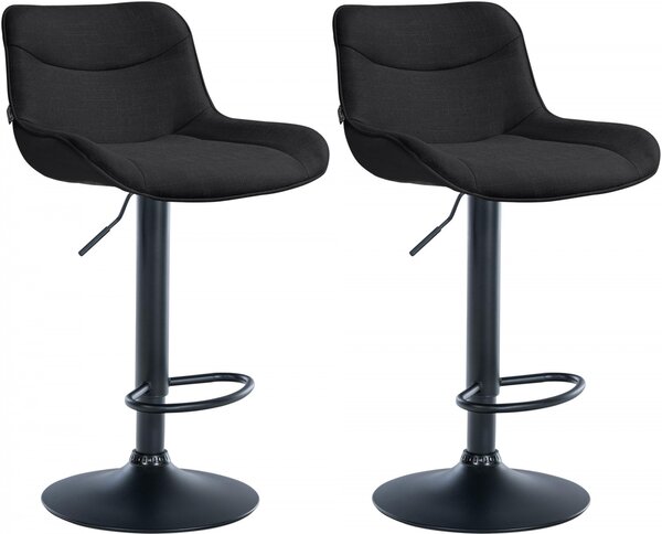 2x Barová stolička Vonore - látka, čierny rám - Čierna