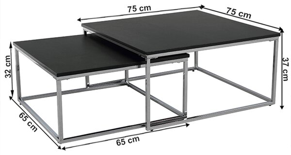 KONDELA Konferenčné stolíky, set 2 ks, čierna/chróm, AMIAS