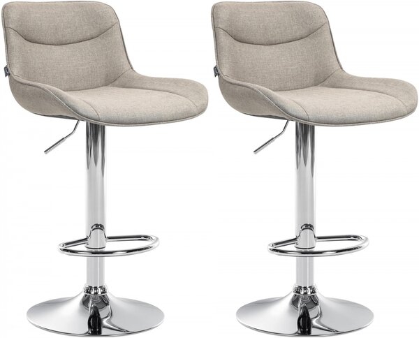 2x Barová stolička Vonore - látka, chróm - Sivo hnedá (Taupe)