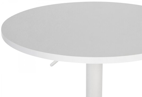 Barový stôl Lamoni - v85-106 cm x Ø60 cm - Biela/biela
