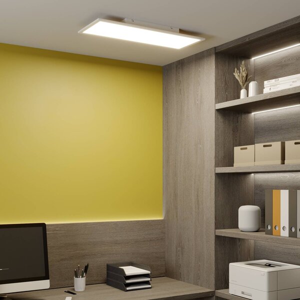 Lindby LED panel Luay, 80 x 30 cm, biely, 3000-6000K, Biela / opálová, Kuchyňa, Plast, Moderný, Stropné svetlo