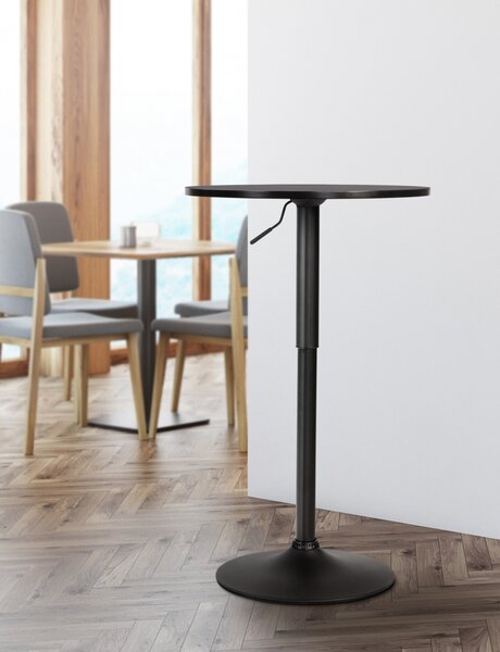 Barový stôl Lamoni - v85-106 cm x Ø60 cm - Čierna/čierna