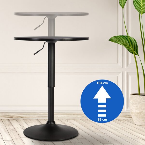 Barový stôl Lamoni - v85-106 cm x Ø60 cm - Čierna/čierna