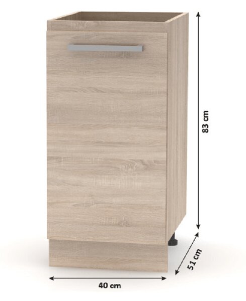 KONDELA Spodná skrinka 40 1DV, dub sonoma, NOVA PLUS NOPL-054-0S