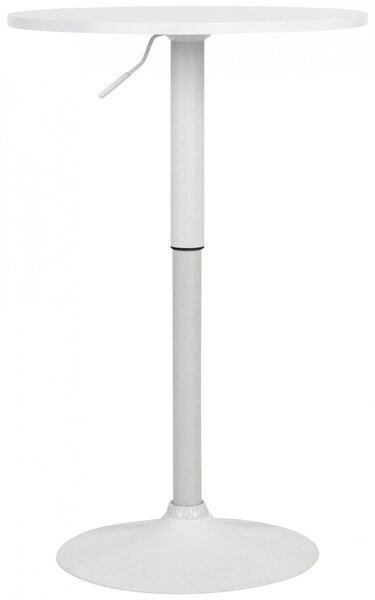 Barový stôl Lamoni - v85-106 cm x Ø60 cm - Biela/biela