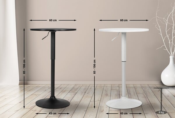 Barový stôl Lamoni - v85-106 cm x Ø60 cm - Čierna/čierna
