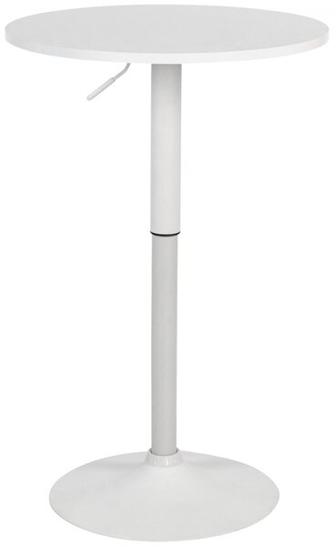 Barový stôl Lamoni - v85-106 cm x Ø60 cm - Biela/biela