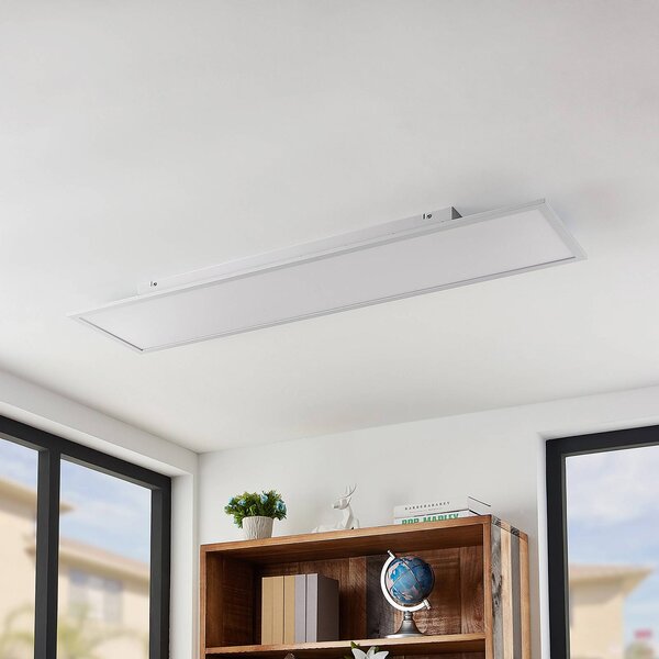 Lindby LED panel Quais, 30 x 120 cm, biely, hliník, 4 000 K, Biela / opálová, Kuchyňa, Hliník, Moderný, Stropné svetlo