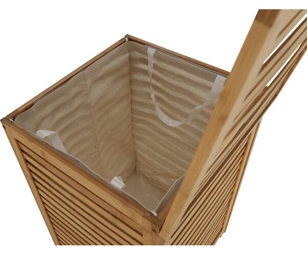 KONDELA Kôš na bielizeň, lakovaný bambus/béžová, BASKET