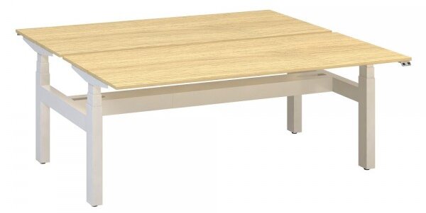 Stôl ProOffice Ergo Up DUO 180 cm, biela podnož dub vicenza