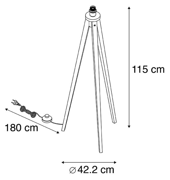 Rustikálna stojaca lampa trojnožka čierna - Tripod Classic