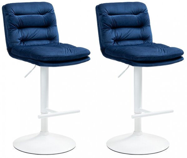 2x Barová stolička Damar - zamat, biely rám - blue