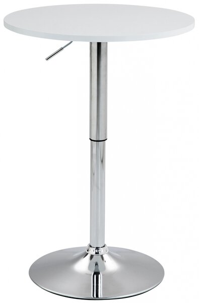 Barový stôl Lamoni - v85-106 cm x Ø60 cm - Biela