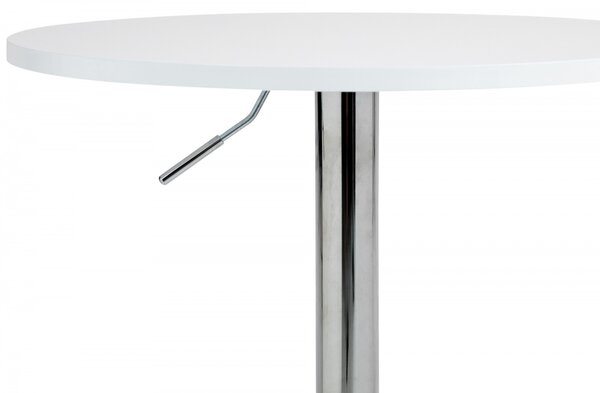 Barový stôl Lamoni - v85-106 cm x Ø60 cm - Biela