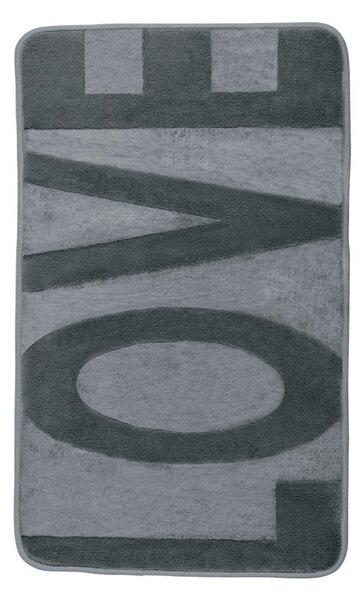 Sivá kúpeľňová predložka s pamäťovou penou Wenko Love, 80 × 50 cm