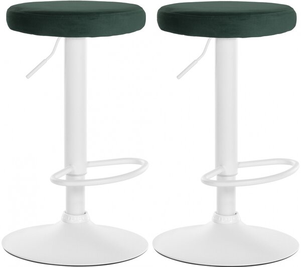 2x Barová stolička Ponte - zamat, biely rám Zelená