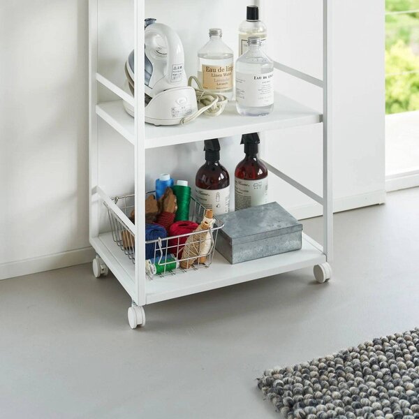 Biely kovový pojazdný regál 42x84,5x32 cm Tower – YAMAZAKI