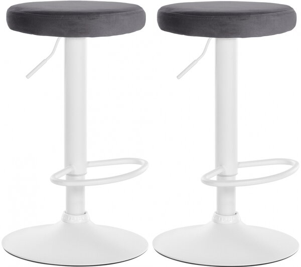 2x Barová stolička Ponte - zamat, biely rám Tmavo sivá