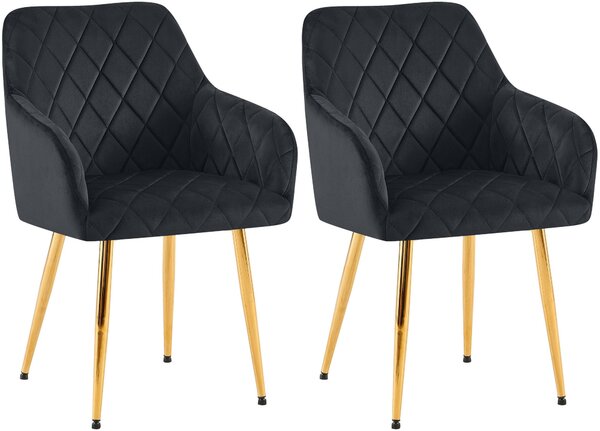 Set 2 jedálenských stoličiek Monett G - zamat, zlatý rám - čierna