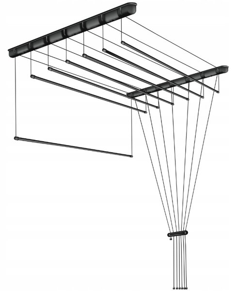 Erga Erga, stropný vešiak na sušenie bielizne 7x90 cm, čierna, ERG-SEP-10SUSSU7PCZ90