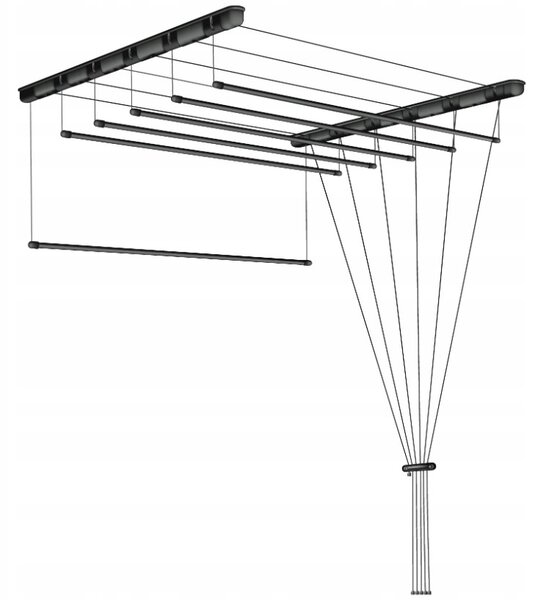 Erga Erga, stropný vešiak na sušenie bielizne 6x110 cm, čierna, ERG-SEP-10SUSSU6PCZ11