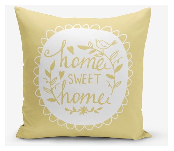 Žltá obliečka na vankúš Minimalist Cushion Covers Home Sweet Home, 45 × 45 cm