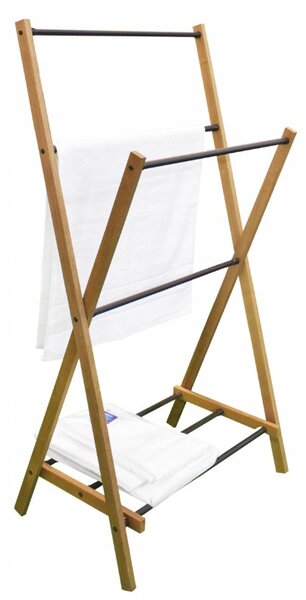 Erga Aurora, drevený vešiak na uteráky 57,5x35x103 cm na postavenie, hnedá-čierna, ERG-SEP-10STOREAURDSM