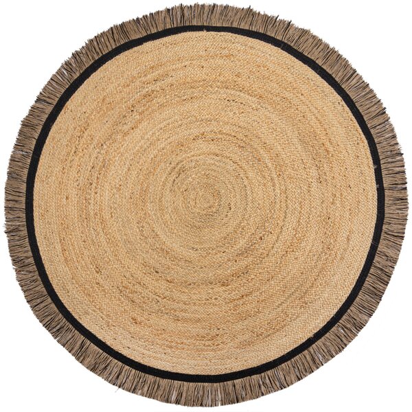 Flair Rugs , Kusový koberec Kahana Black kruh, 180x180 (priemer) kruh, béžová, chodba / predsieň