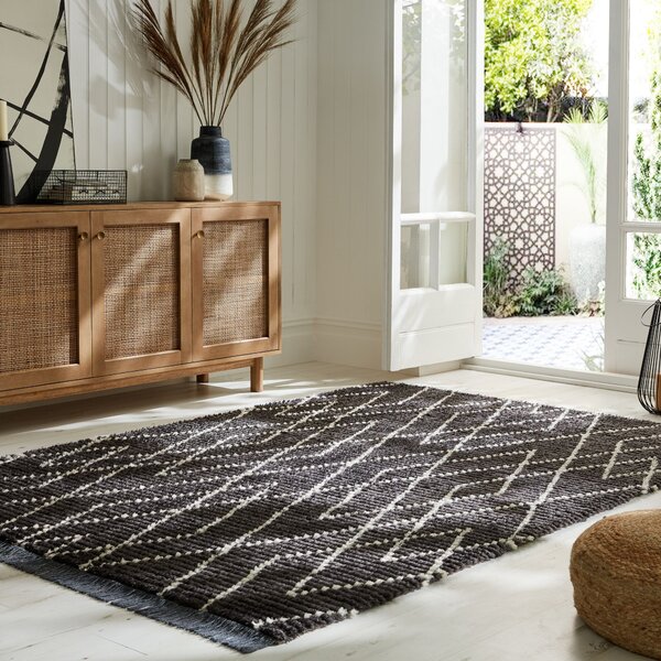 Flair Rugs , AKCIA: 160x230 cm Kusový koberec Domino Aisha Berber Monochrome, čierna, čiernobiela, obývacia izba