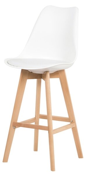Barová stolička JULIETTE biela/buk