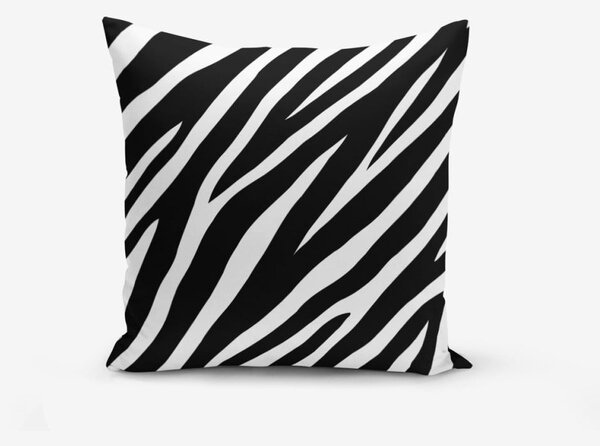 Čierno-biela obliečka na vankúš s prímesou bavlny Minimalist Cushion Covers Zebra, 45 × 45 cm