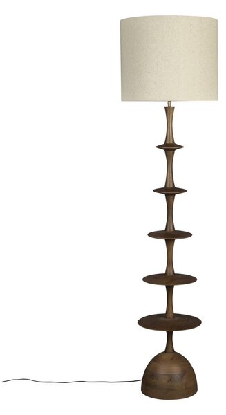 Krémová/v tmavoprírodnej farbe stojacia lampa s textilným tienidlom (výška 179 cm) Cath – Dutchbone